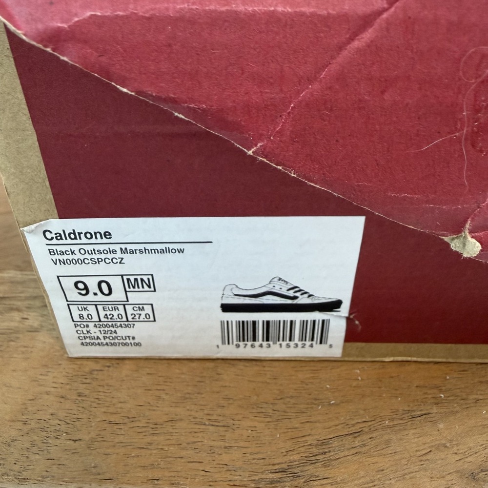 New Mens Vans Caldrone Marshmallow Leather Low‎ Casual Sneakers Shoes Size 9 NIB - Picture 9 of 9